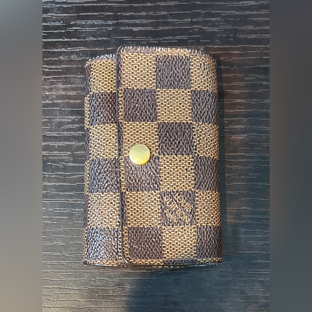 Authentic Louis Vuitton Damier Azur Checkered Leather 6 Key Holder Card …